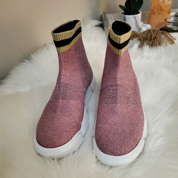 ELENA IACHI Italy Metallic Pink Elastic Sock Style Ankle Boots EU 38/ US 71/2 - Picture 4 of 10